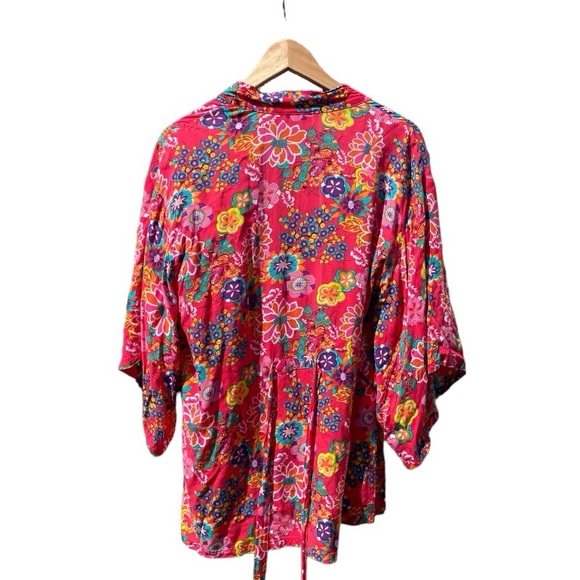 Josie Natori || Kimono Wrap Top Robe Small - Picture 4 of 7